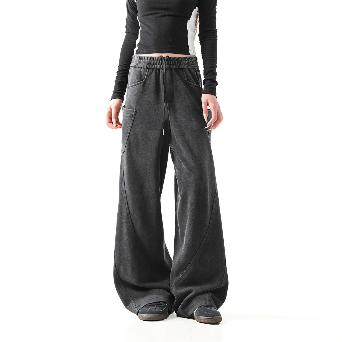 

2025 New Korean Style Retro Loose Wide Leg Pants Women Spring Autumn Women's Casual Joggers Sweatpants Y2k Streetwear Women