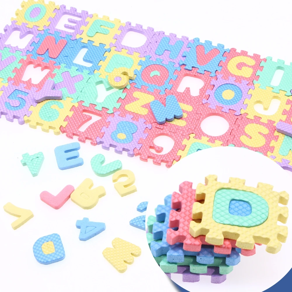 36Pcs Dollhouse Furniture Miniature Baby Carpet Mini Pocket Floor Letters Numbers EVA Foam Puzzle Mat Reusable Easy to Clean