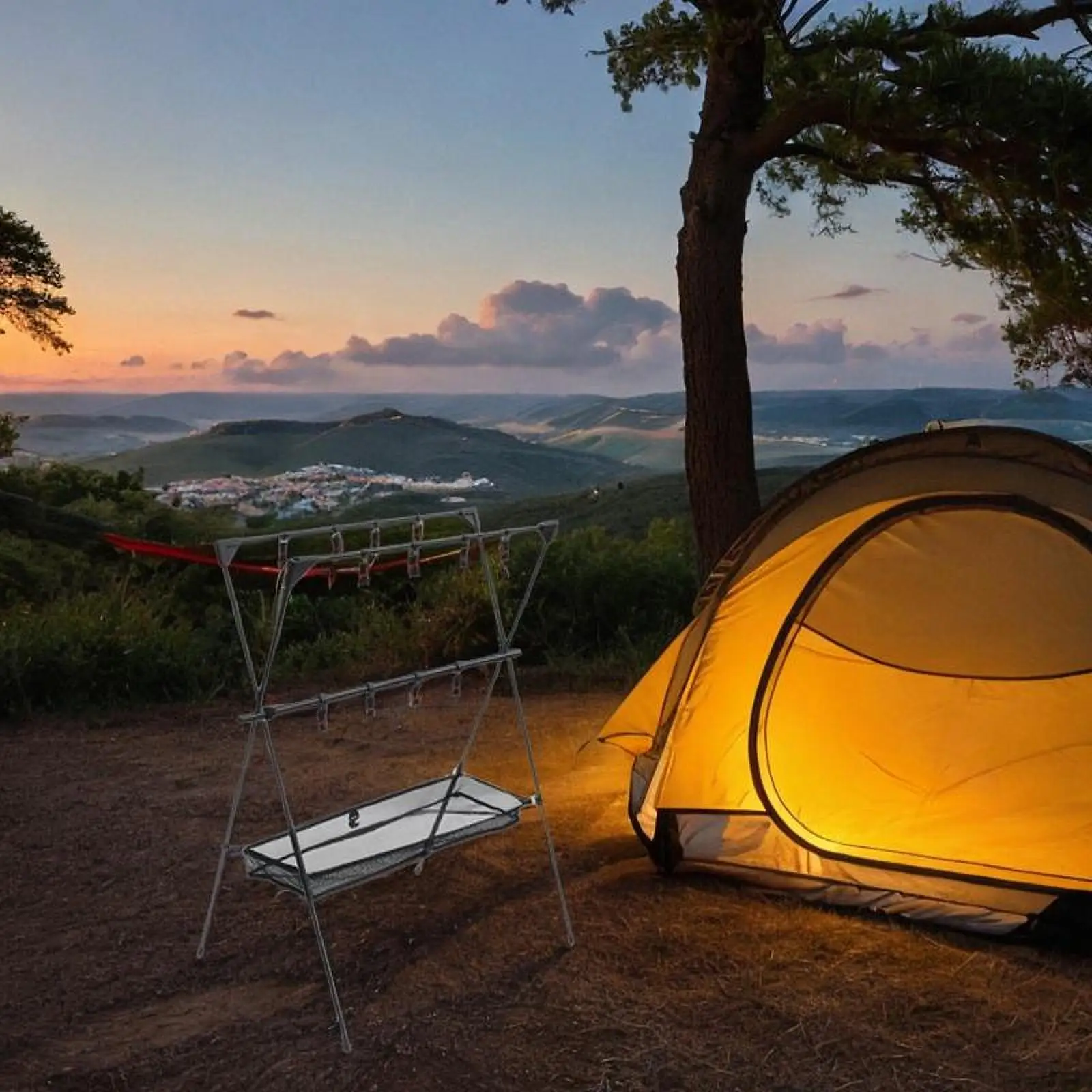 Camping Rack Mesh Bag Multifunctional Camping Stand Rack Net Storage Basket