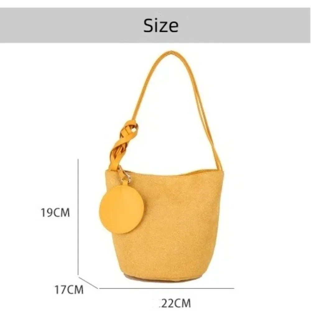 Modische Einfarbige Wildleder-Beuteltaschen mit Großer Kapazität, Schnallenverschluss-Schultertasche, Tragetasche für Damen – Detail 1