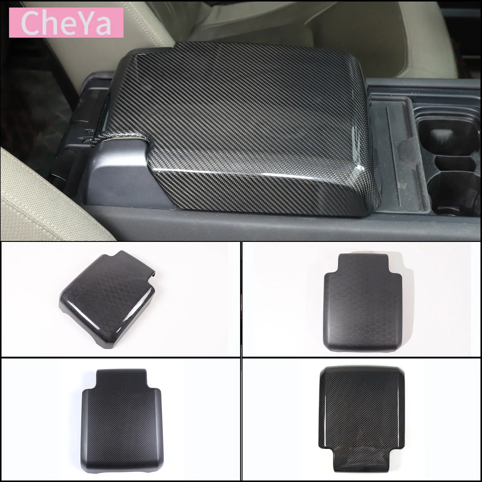 cheya Real Carbon Fiber Car Center Console Armrest Box Decorative Cover for Land Rover Defender 90 110 2020+ Interior Accessory