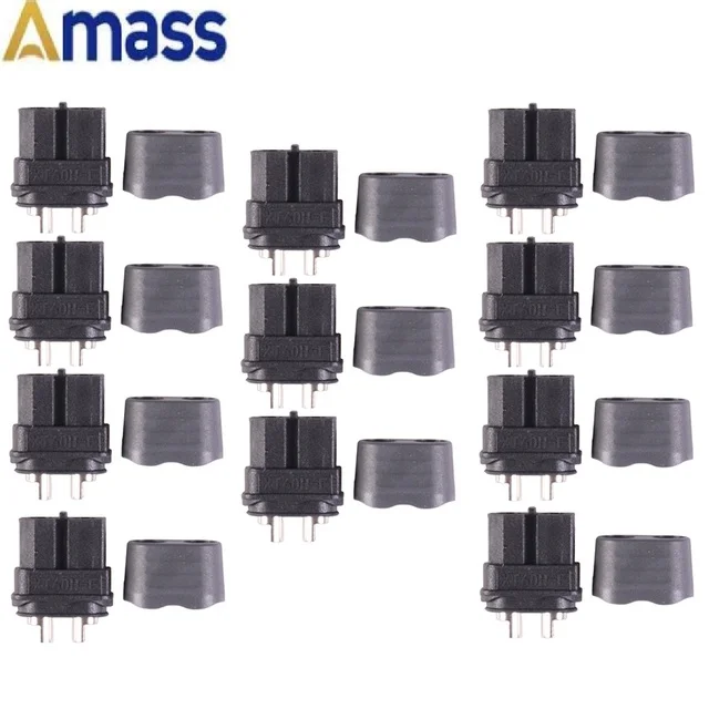 10pcs/5pairs Amass Black XT60+ XT60H Plug Connector With Sheath Housing 5 Male 5 Female