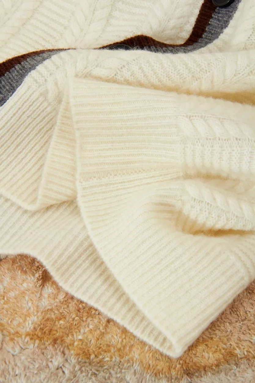 イタリアのオールドマネースタイル 秋冬 カシミヤ混紡 ウール カジュアル カーディガン ウールセーター