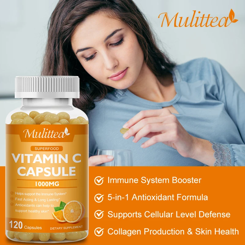 Mulittea Vitamin C 1000mg  Rich In Antioxidant Helps Skin & nail and Hair Health Beauty Health Helper