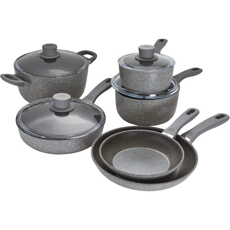 Parma Plus by HENCKELS 10-pc Aluminum Nonstick Cookware Set, Made in Italy cobertizo exterior almacenaje