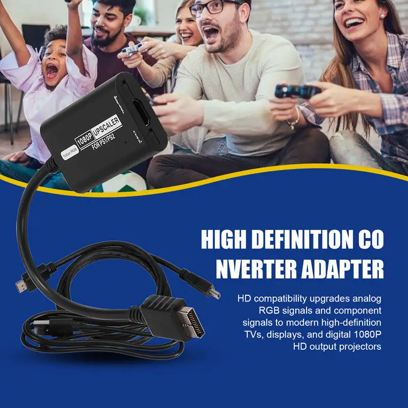 1080P For PS1 / PS2 RGBS / YPBPR Upscaler HD Converter Adapter With 16:9 4:3 Ratio Switch