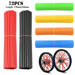 Hot 72Pcs Motorrad Rad Speichen Schutz Wraps Felgen Haut Trim Abdeckungen Rohr Für Motocross Fahrrad Bike Coole Zubehör 17/24cm