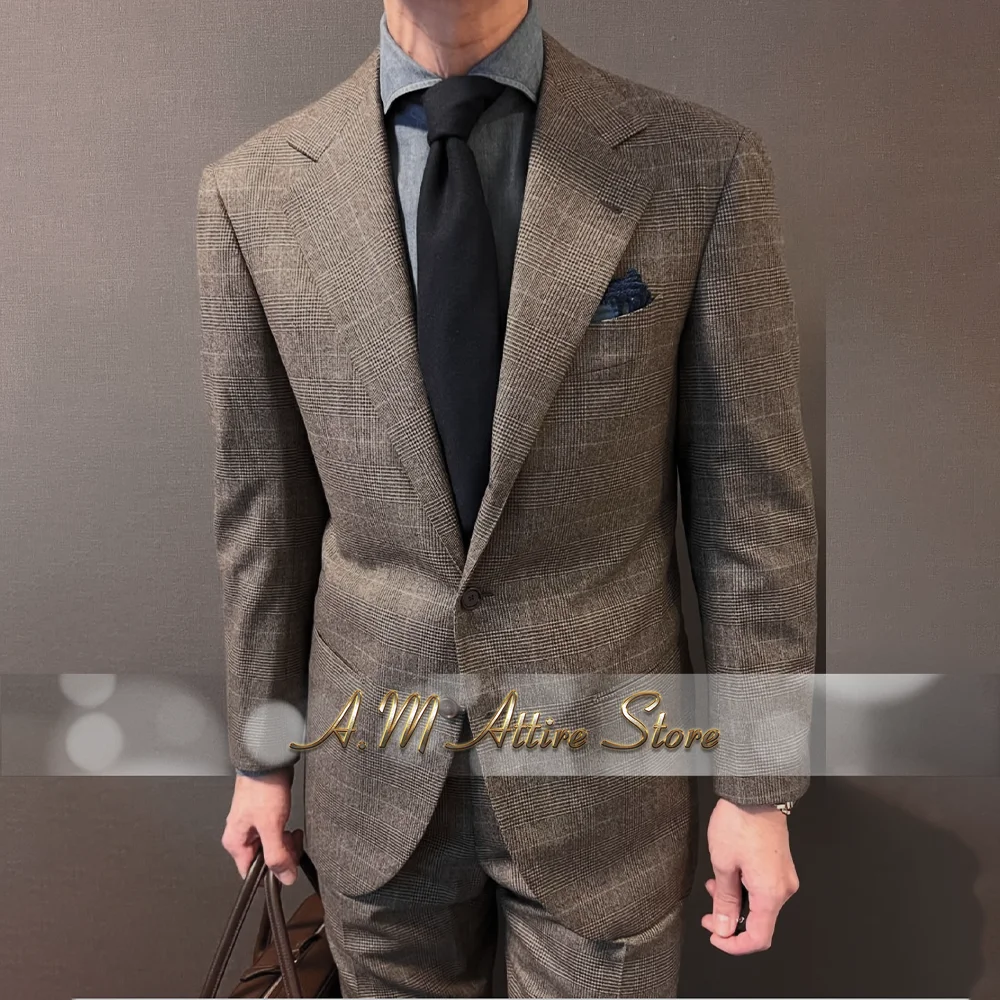 

Elegant suit for men 2 piece set Haute Couture Slim Fit Houndstooth Blazer Pants for Wedding Cocktail Casual Business Party
