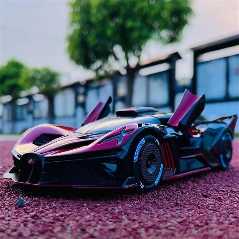 1:24 Alloy Sports Car Model Diecast Toy Vehicles Metal Concept Car Model Simulation Sound Light for Bugatti Bolide Children Gift