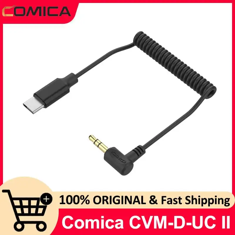 كابل إخراج الصوت Comica CVM-D-UC II 3.5 ملم TRS إلى USB-C 60 سم مع شريحة ADC، طرف مطلي بالذهب، مادة TPU لنظام Android