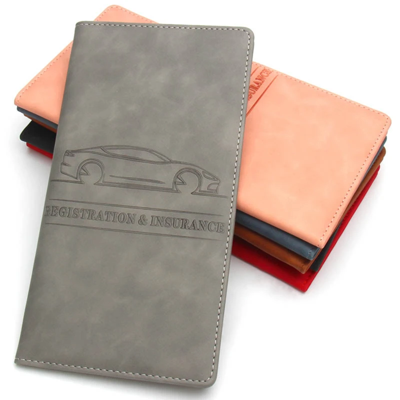 Car Registration Insurance Holder Leather Men Driving License Cover Auto Documents License Storage Bag Credit Card  Holder