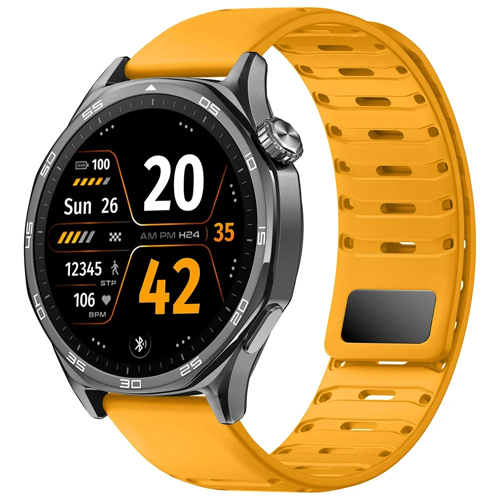 ซิลิโคน 22 มม.สําหรับ Huawei Watch 5 4 3/GT5 Pro GT5 GT4 46 มม.แม่เหล็ก Breathable สร้อยข้อมือสําหรับ amazfit GTR/Stratos/Bip 6 Band
