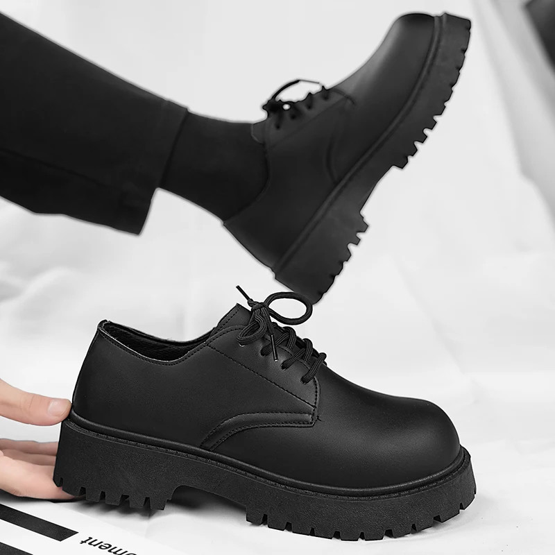 Women Low-top Versatile Autumn British Walking Casual Shoes Men's Leather Shoes Chunck Sole Fashionable Unisex Vulcanized Shoes