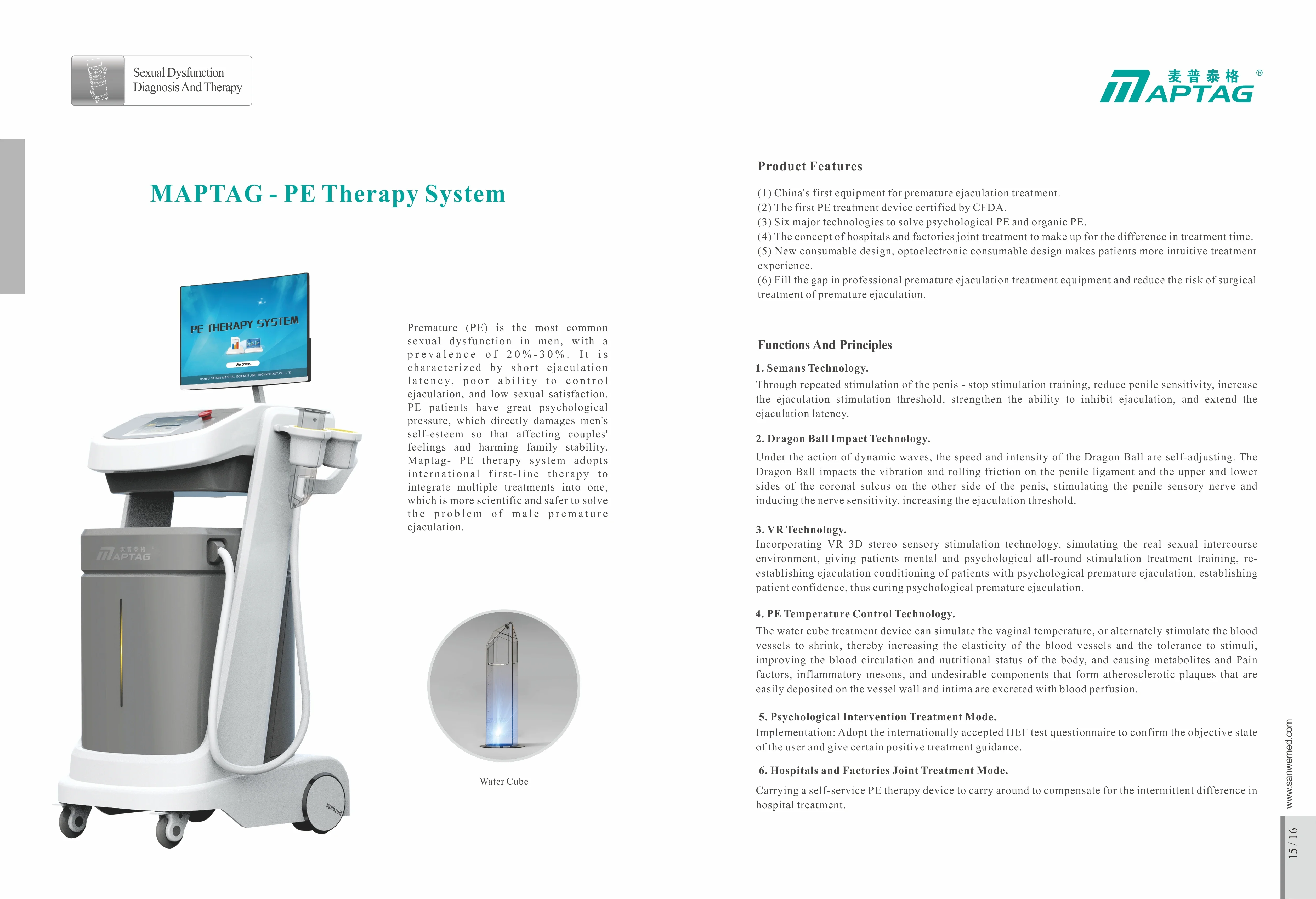 SW-3503 Male Sexual Dysfunction Therapy System   Water Cube PE Therapy System  Premature Ejaculation Instrument