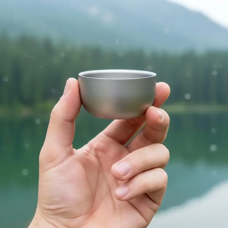 Pure Titanium Double Layer Small Tea Coffee Cup 50ML For Outdoor Camping Tableware Brewing Tea And Coffee