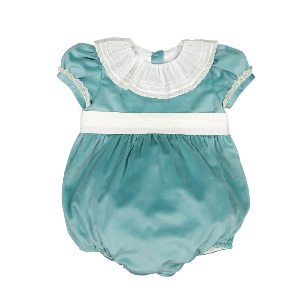 Elegant Luxury Baby Ceremonial Wear Velvet Newborn Girl Romper Baptism Lace Design Boutique Rompers Jumpsuit For Toddler Girl