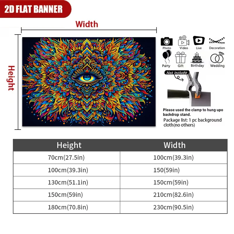 Bohemian Mandala Tapestry Wall Hanging Eye Decor Spiritual Cosmic Art Boho Polyester Large Print Polyester Art Poster