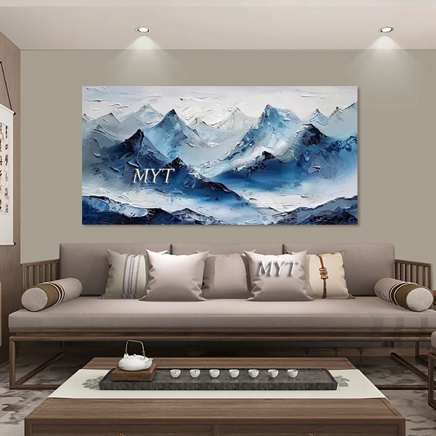 لوحات زيتية فنية بتصميم جديد على شكل جبل تجريدي، جدار منظر طبيعي بسيط، بدون إطار، قماش صورة تزيين أكريليك