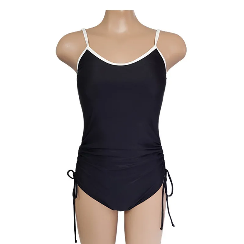 One Piece Swimwear Women Padded Swimsuit Push Up Waist Drawstring Pleated Bathing Suit Sexy Lady Monokini Beachwear Solid Suits