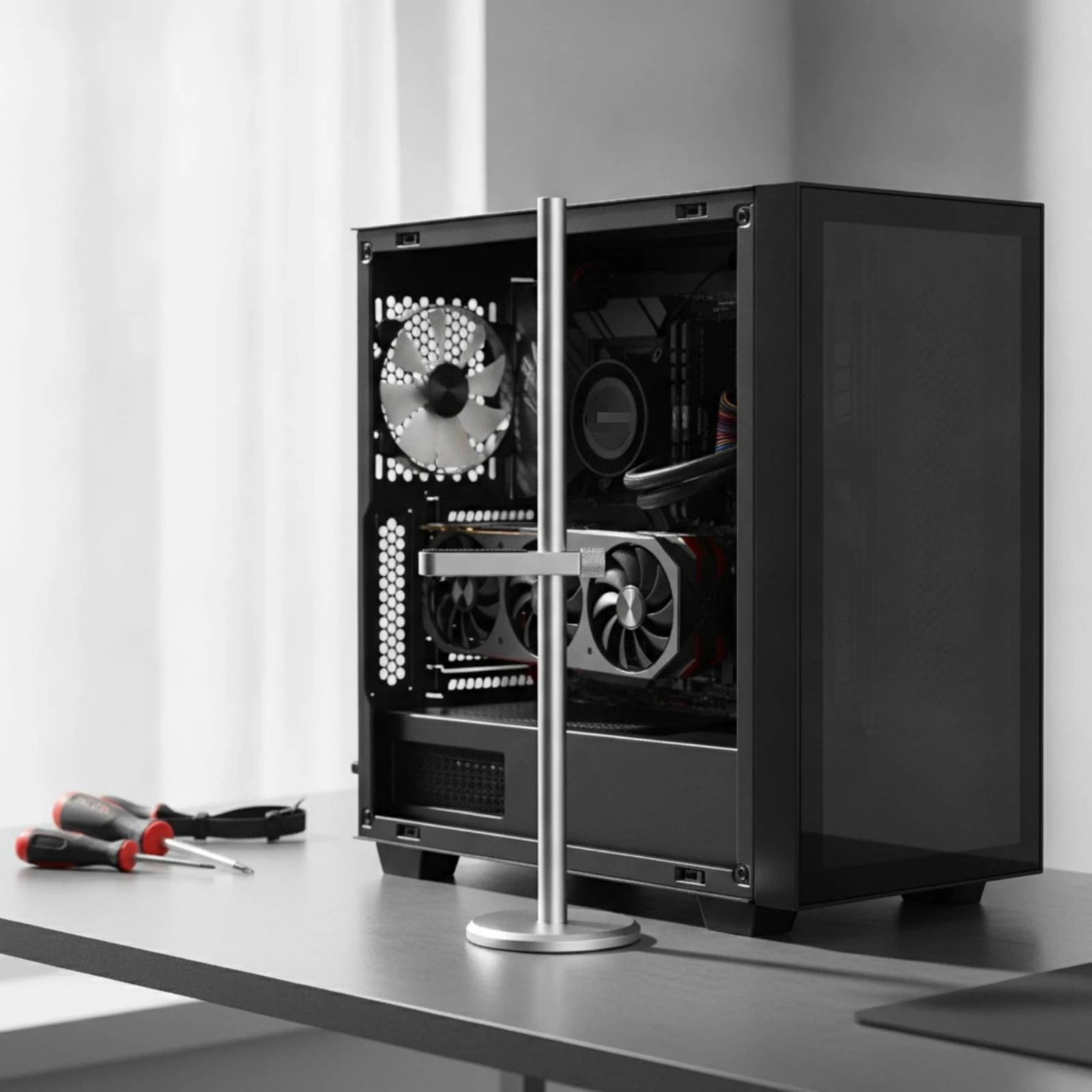 Graphics Card Support Bracket Height Adjustable GPU Support Bracket GPU Holder with Adhesive Base Aluminum Alloy for PC Builders