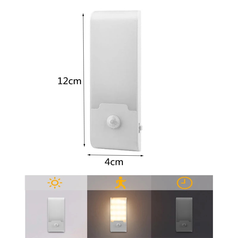 LED Motion Sensor Light Cupboard Night Light USB Rechargeable Wall Light 12LEDs Magnetic Strip Stick-On Wardrobe Closet Lamp