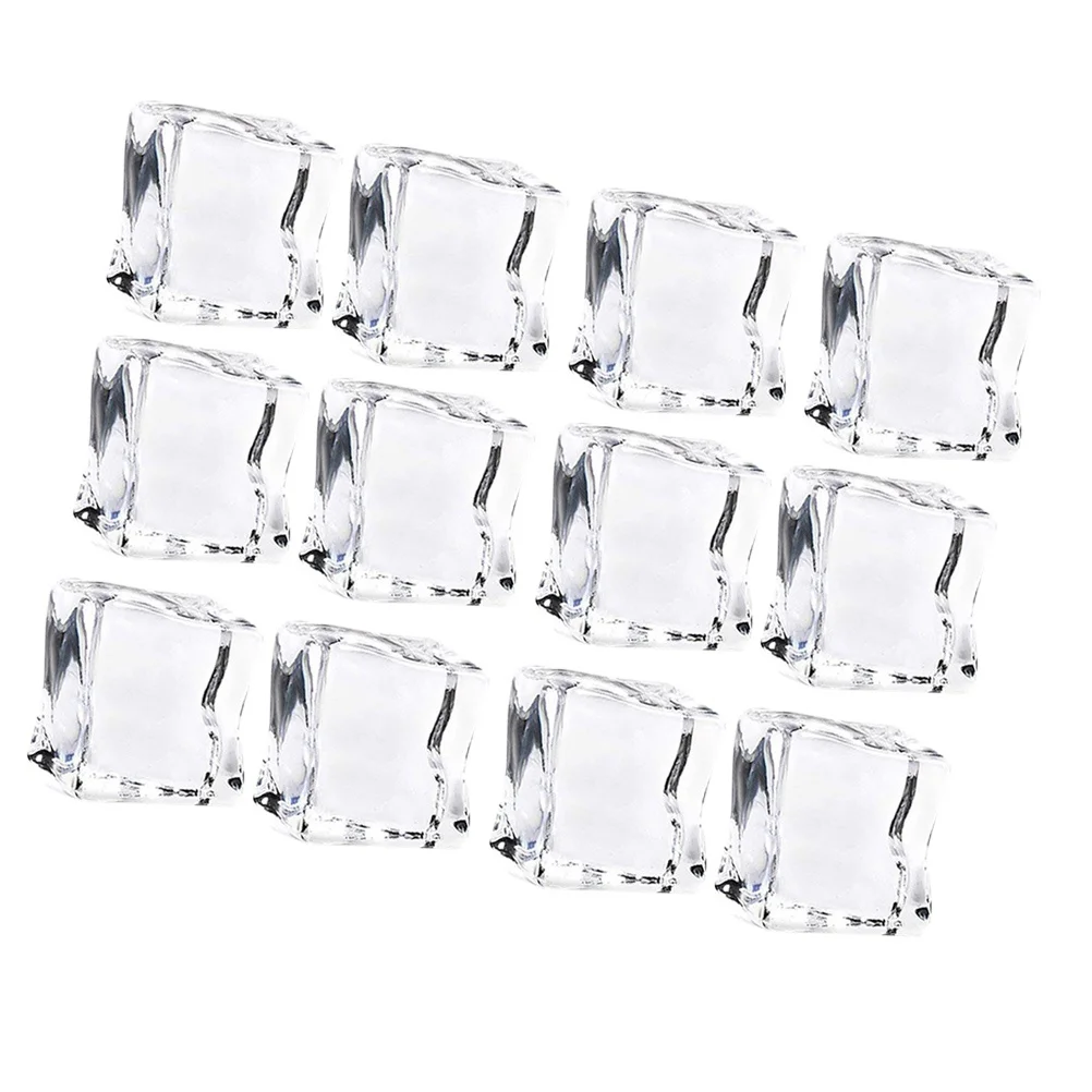 

48 Pcs Simulated Ice Cubes Artificial Ornaments Reusable Props for Cake Coffee Shop Display Decorations Kitchen Bar Tools
