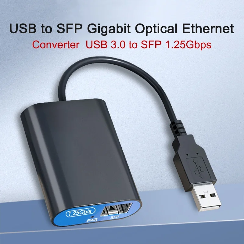 SFP to USB3.0 Gigabit Fiber Ethernet Network Adapter 1000Mbps SX/LX SFP Transceiver Converter Realtek RTL8153 Optical Switch