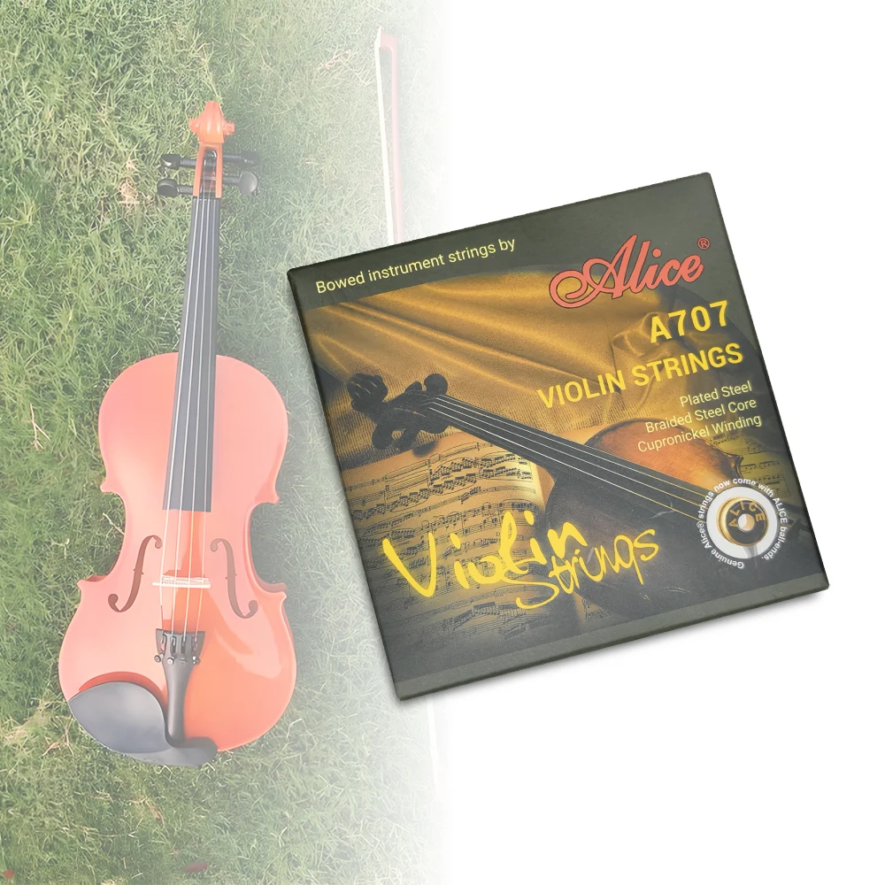 Alice A707 Violin Strings 4/4 Full Size Steel Core Alloy Wound Full Set Plus Extra E String High Quality Accessories