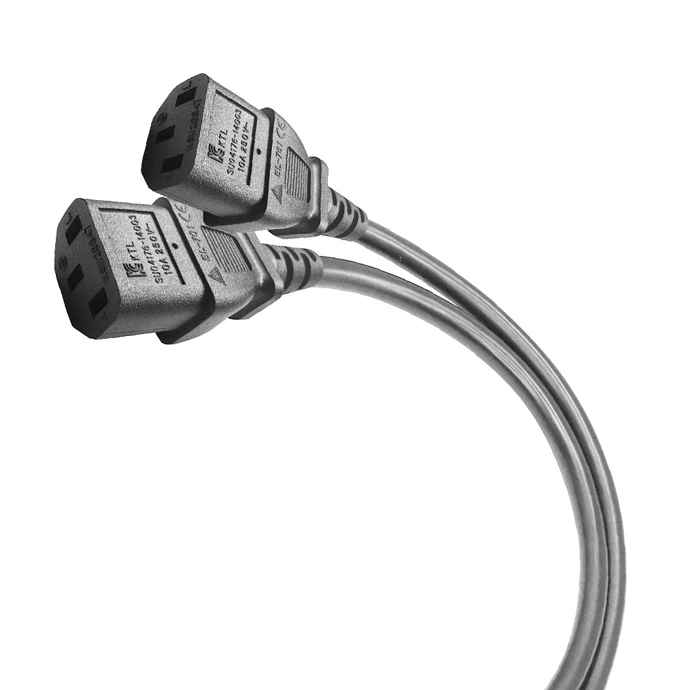 AC Power Splitter Cable IEC 320 Y Splitter Power Cord IEC 320 C14 to Dual C13 Splitter Cord IEC320 C14 Male to 2X C13 Female