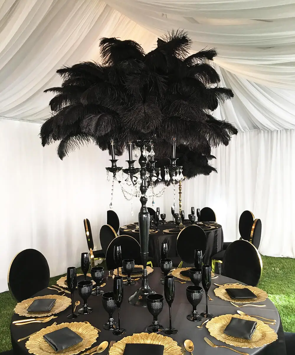 10Pcs Black Ostrich Feather Wedding Table Center Large Natural Feather Carnival Handmade Accessories Vase Decoration Feather