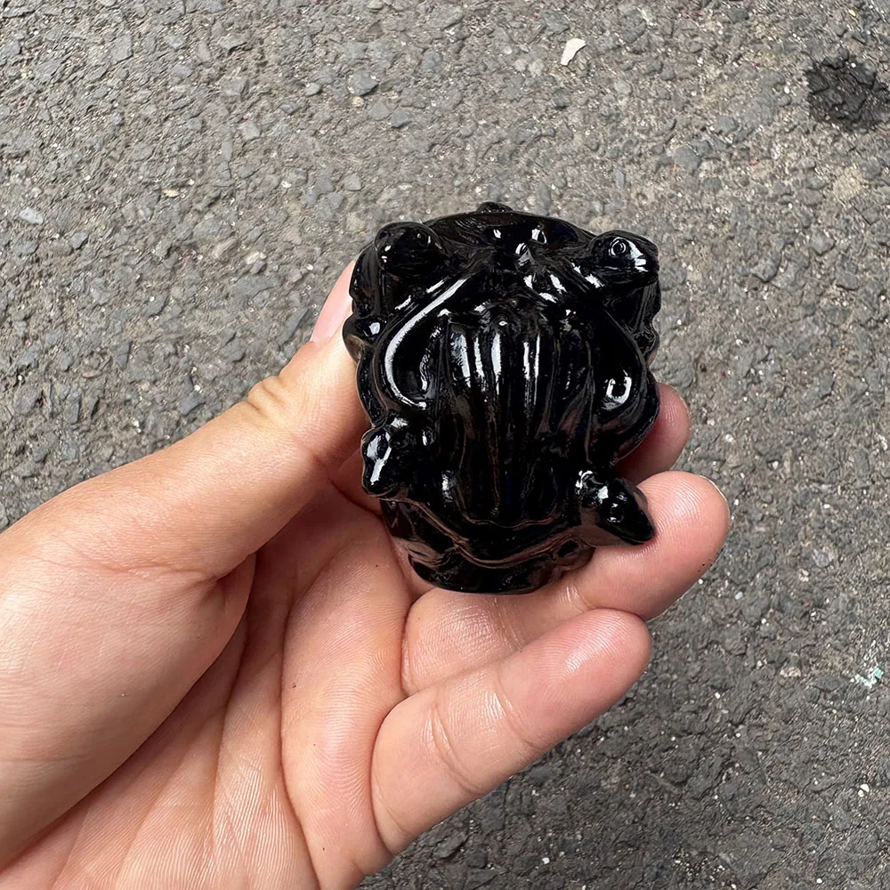 Custom 5.5cm Black Obsidian Medusa Head Crystal Carving - Handcrafted Healing Gemstone Mythical Figurine