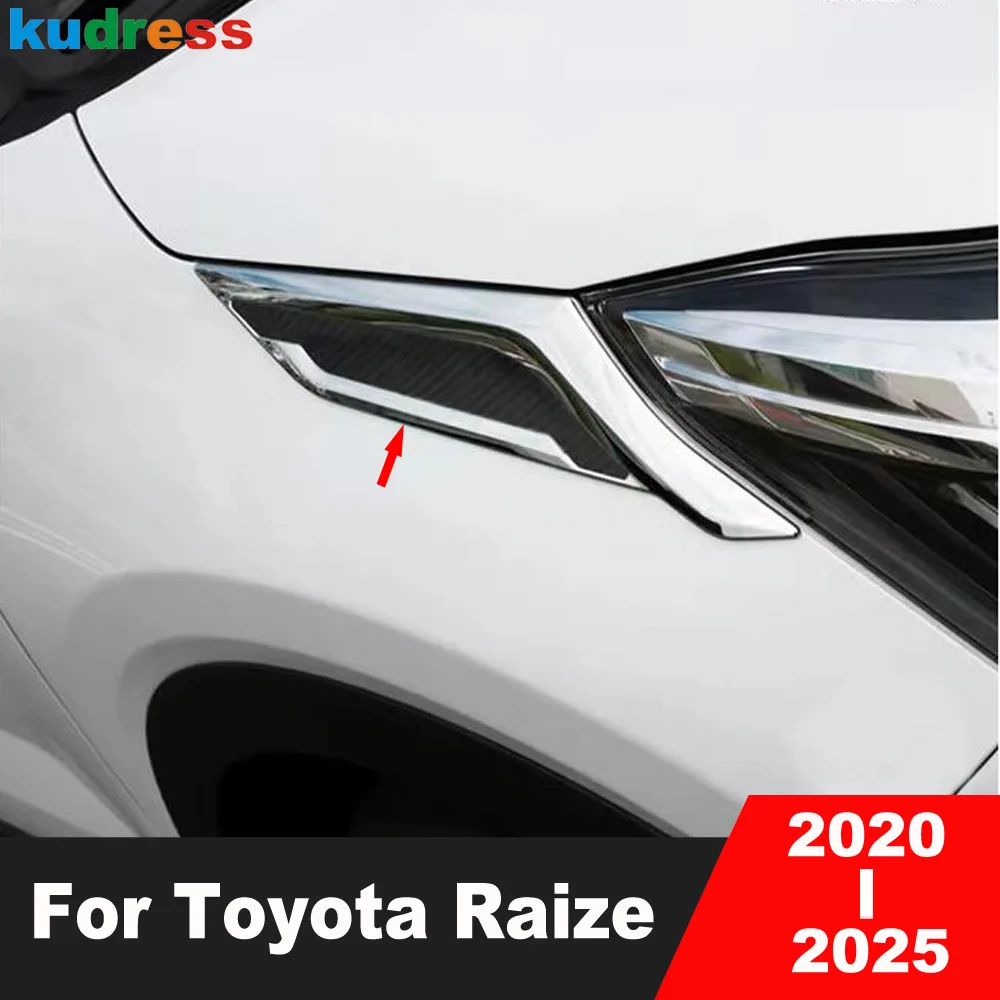 Front Head Light Lamp Eyebrow Cover Trim For Toyota Raize Perodua Ativa 2020-2025 Chrome Car Headlight Eyelid Trims Accessories