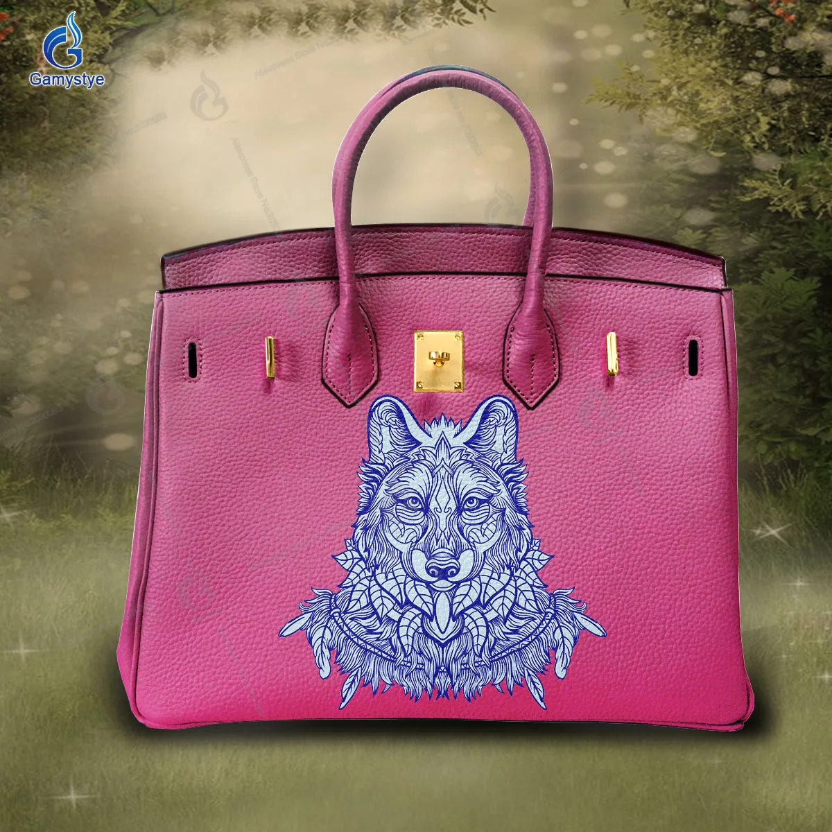 Printed Customize Art Cute purple animals Bags Women Bag Designer Crossbody Handbags Female Messenger Totes 100% Cowhide Leather