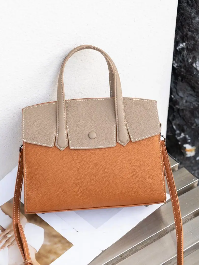 

Platinum Top Layer Cowhide Leather Ladies Handbag Large Capaci Single oulder Crossbody Bag Sli Briti Sle Casual