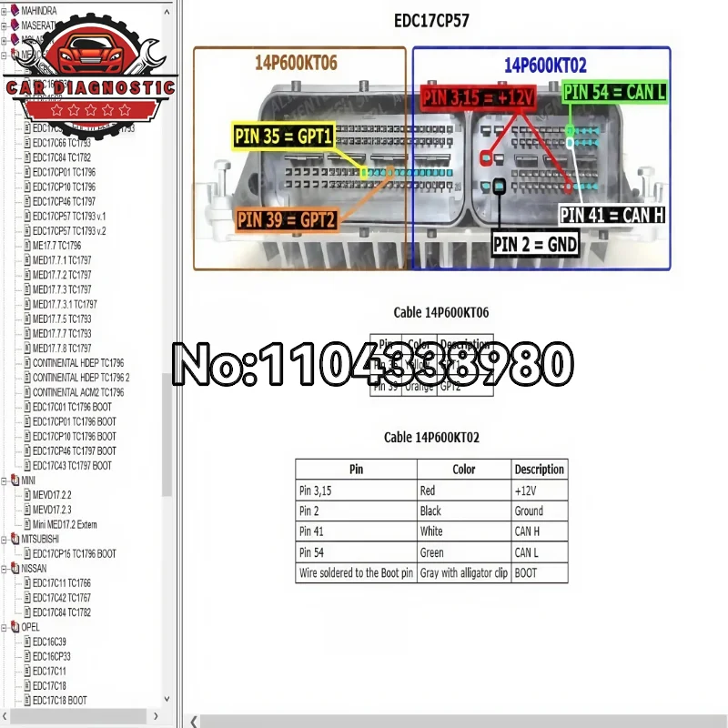 Ecu Pin Outs Software Boot Ecu PinOuts اتصال مجموعة برامج إصلاح الملفات دليل المبتدئين إلى مخطط الأسلاك القابل للتحرير ECU
