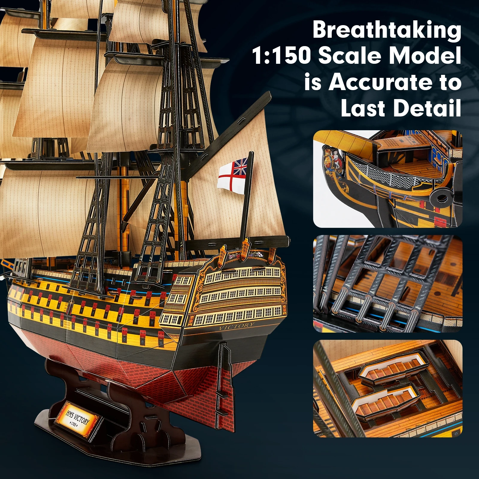 3D Puzzles Large HMS Victory Vessel Ship Sailboat Model Kits for Adults and Teens Toys, 189 Pieces