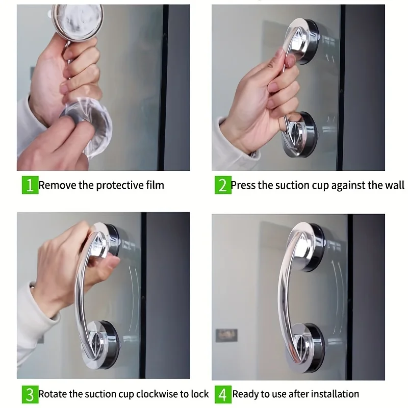 Strong Suction Cup Glass Door Handle,Drill-free Washable Reusable Handles for Bathroom Sliding Doors,Windows Cabinets,Wardrobes view 6