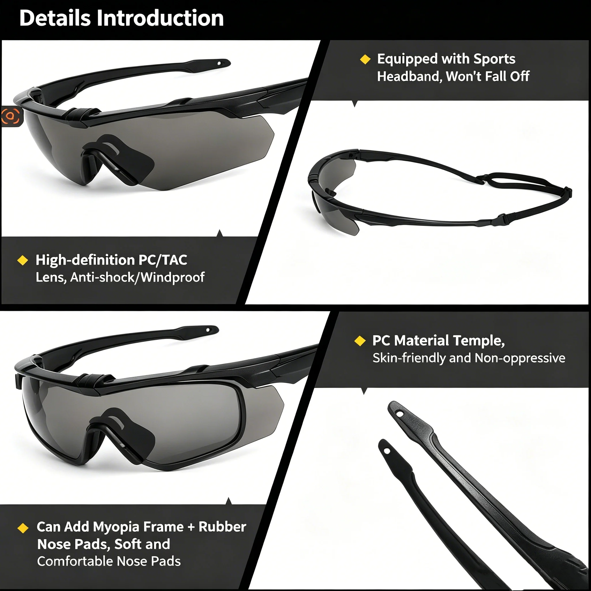 Military-Style Tactical Eyewear Set Polarized Goggles Sunglasses for Airsoft CS Shooting Cycling Sports Protective Gear - view 5