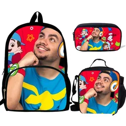 3pcs Mochila Luccas Neto Print Backpack for Boys Girls School Bags Kids Pattern BookBag Kids School Bag Pack