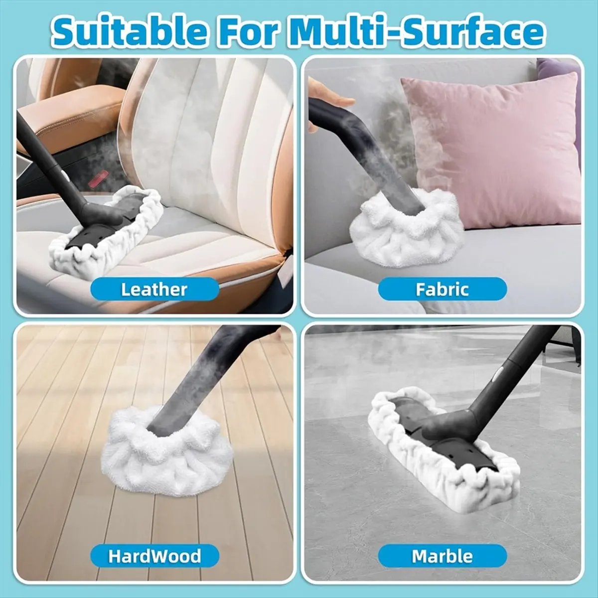 NEW 10 Pack Steam Mop Pads for Steam Cleaner Etc, 5 Pack Large Rectangle Bonnets + 5 Pack Small Triangle Bonnets