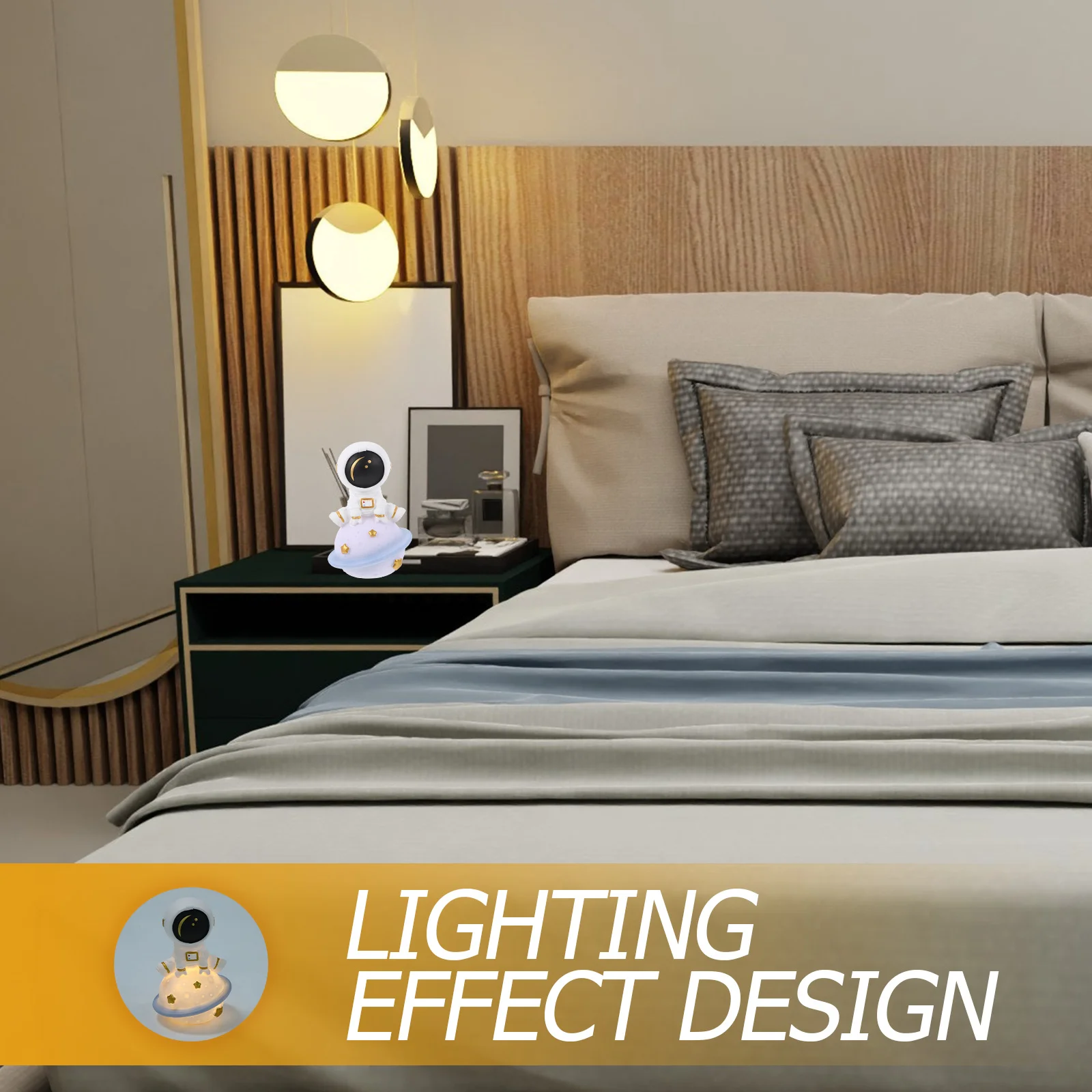 Lampu Bulan Astronot Lampu Malam Resin Kecil Lampu Malam Kreatif untuk Kamar Tidur Hiasan Meja Dekorasi