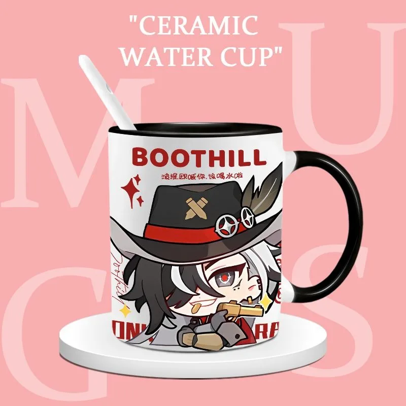 Anime Game Honkai: Star Rail Cosplay Boothill 330ML Cup Ceramic Print Coffee Milk Tea Juice Mug Gift Cup Lid Coaster Cups