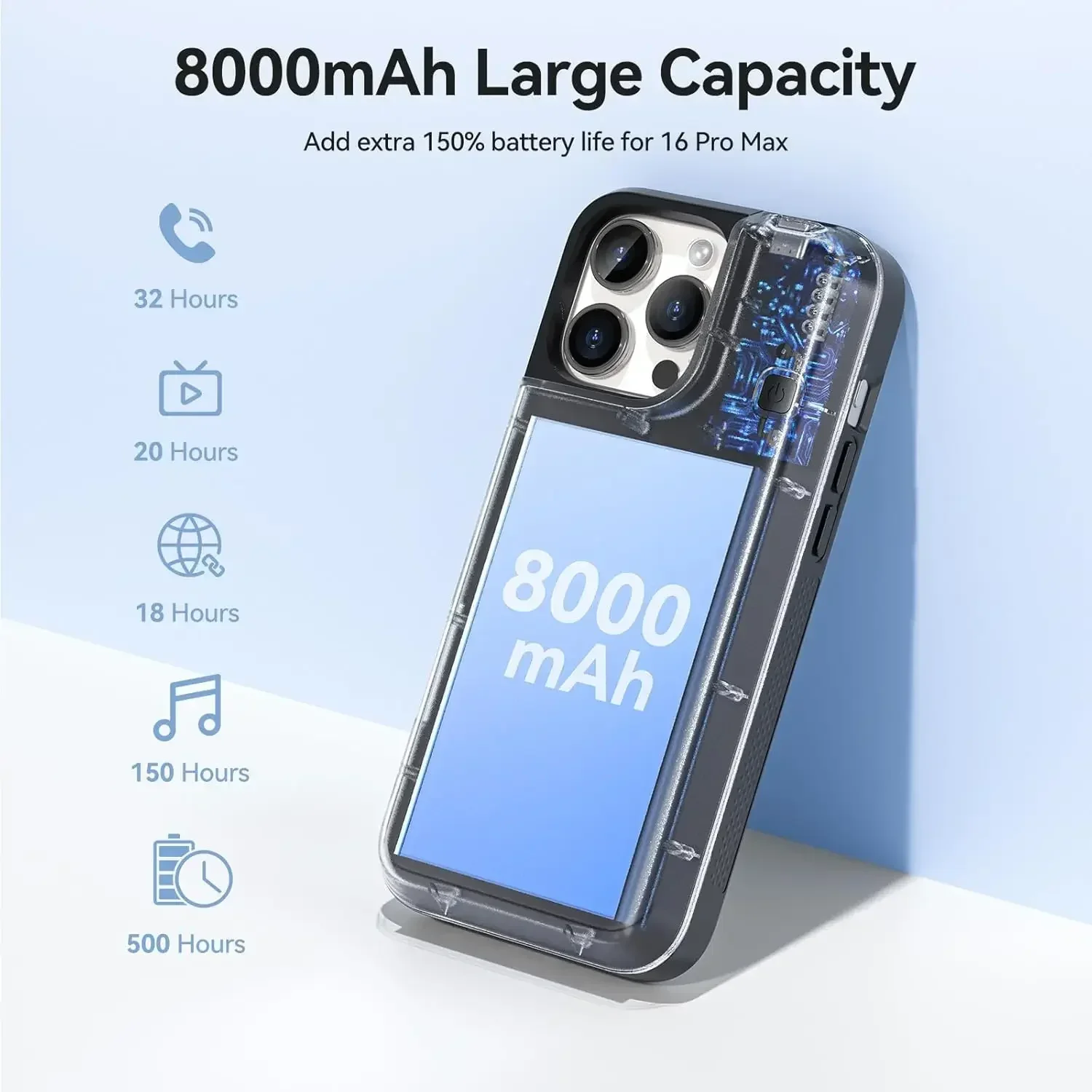 Batterie Fall für iPhone 16 Pro Max/16 Pro/16 Plus/iPhone 16 Tragbare Power Bank Wiederaufladbare Lade Fall batterie externe funda