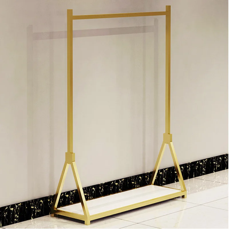 Customized stand-up clothing wedding dress store gold shiny product display stand