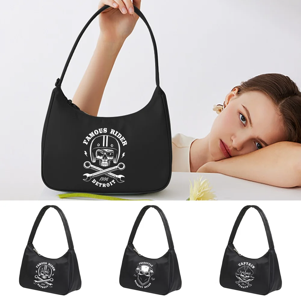 

Fashion Underarm Bags Ladies Shoulder Bags 2022New Casual Handbag Purses Harajuku Shoulder Hobo Bags Organizer Skull Print