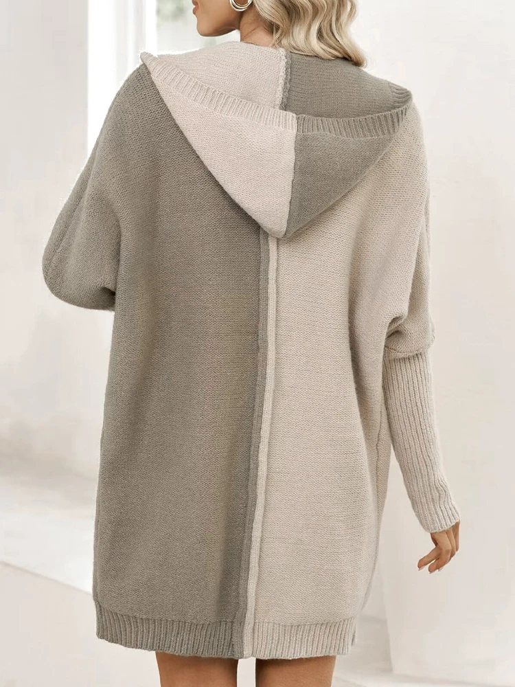 سترة نسائية محبوكة بقلنسوة سترة دافئة للخريف والشتاء ملابس خارجية عصرية مريحة لأشهر برودة #3