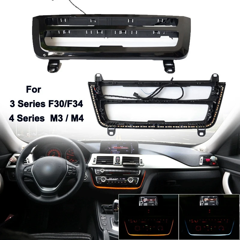 Car Radio LED Dashboard Center Console AC Panel Light with Blue Orange Color Atmosphere Light for-BMW 3&4 Series F30 LCI