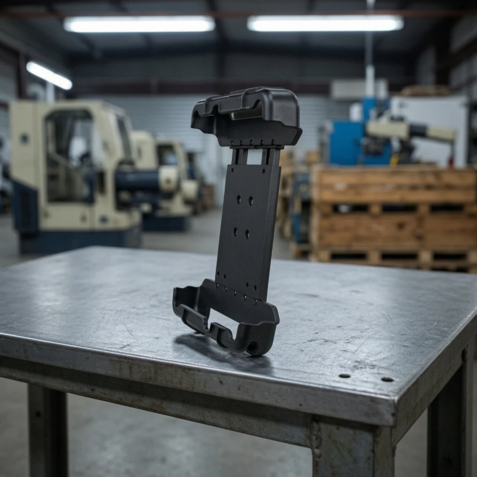 Mounting Bracket Flexible Industrial Tablet Holder with Double U-Bolt Pipe Clamp for Warehouse, Workshop