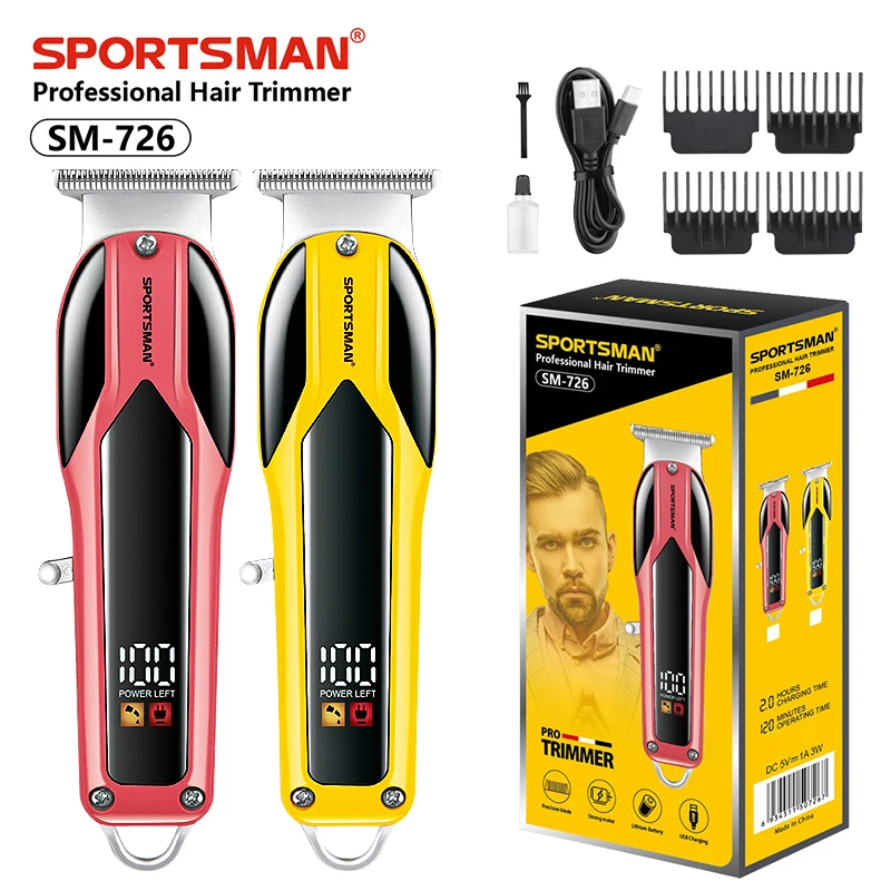 

Триммер для волос, машинка для стрижки волос, триммер для бороды, профессиональная беспроводная машинка для стрижки, перезаряжаемая SM-726