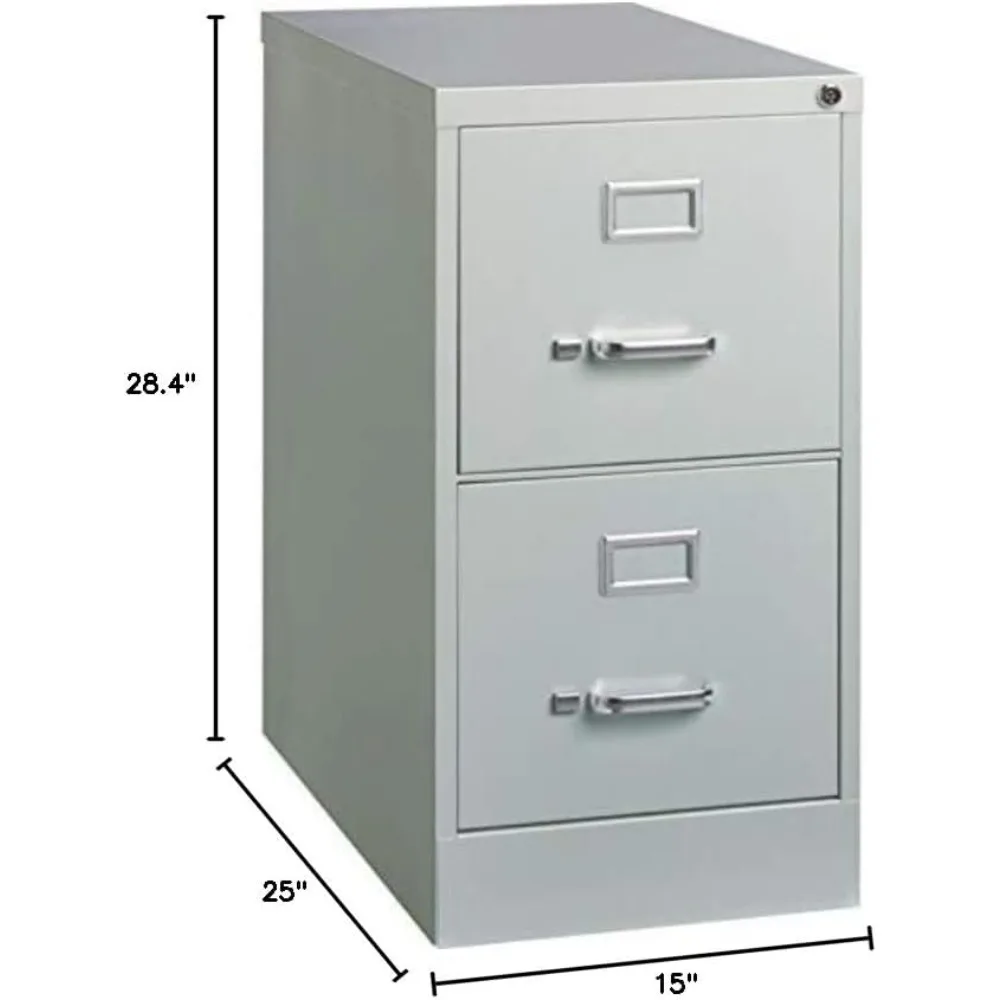 Fortress abschließbarer Aktenschrank aus Metall, 2 Schubladen, 25" x 15" x 28,4", Hellgrau